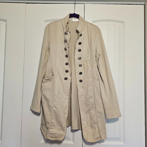 Women's The Porter Collective Open Front Jacket‎ Raw Edges Beige Size M READ - Picture 1 of 10